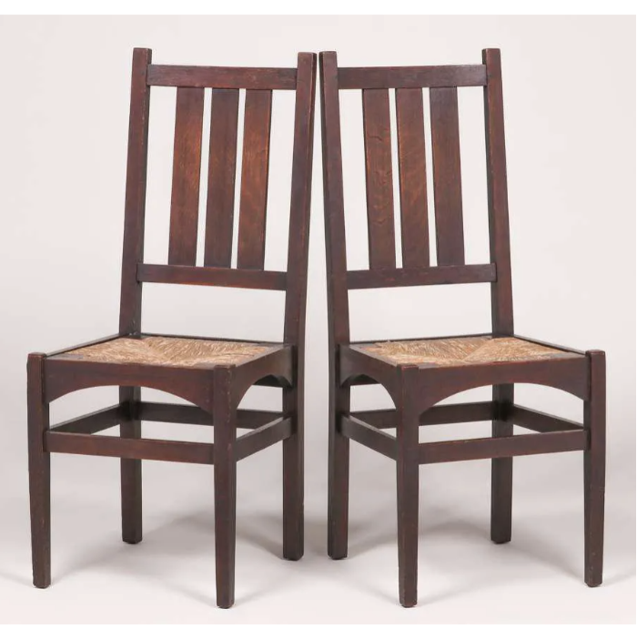 Gustav Stickley Harvey Ellis sidechairs.